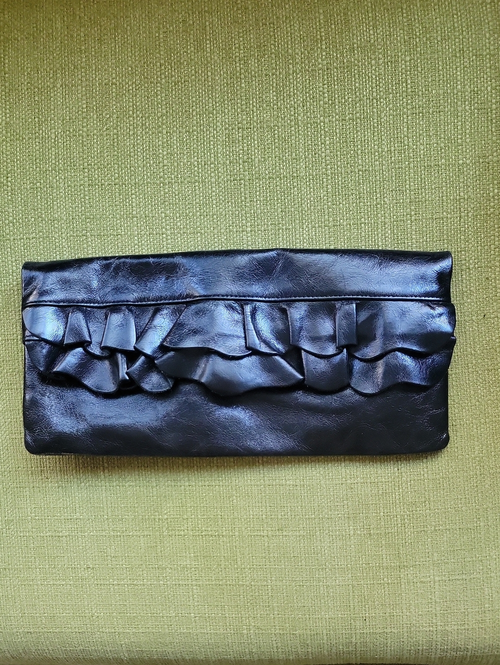 Hobo International Black Ruffle Fold-Over Clutch